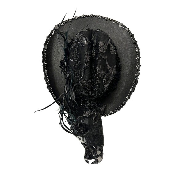 Resistol Jason Aldean Black Embellished Cowboy Hat Rhinestone Feather Rockabilly main image 14